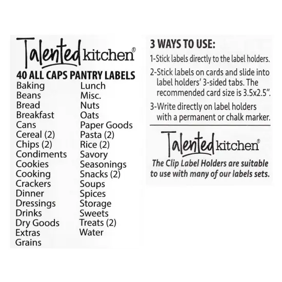 Talented Kitchen 8 Piece Metal Basket Labels Clip On Holders with 40 Labels for Kitchen Storage, Bronze Label Clips for Storage Bins Clear {5}