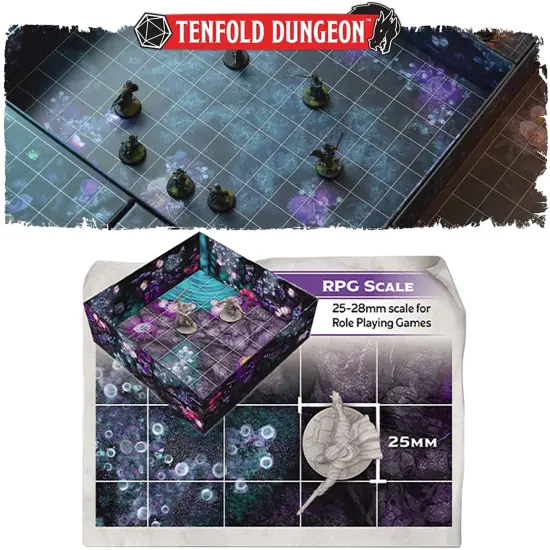 Gale Force 9: Tenfold Dungeon - The Underdark - Modular Roleplaying Terrain Set, Box To Table, 1" Grids, 12 Illustrated Rooms, RPG-Dungeon Crawling {6}