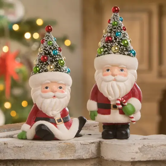 Retro Santa with Candy Cane and Tree Hat 6.5" {5}