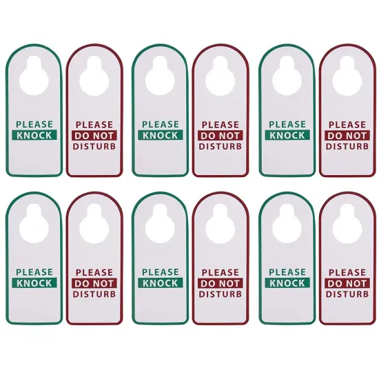 Do Not Disturb Sign - 12-Pack Do Not Disturb, Please Knock Door Hanger, Double Sided Plastic Door Knob Hanger for Privacy, Ideal for Home, Hotel Rooms, B&B, (3.5 x 9.8 in.) Multicolor {1}
