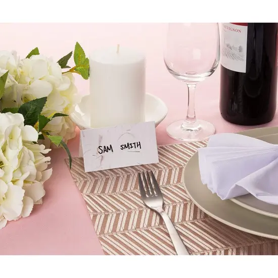 Place Cards - 60-Pack Handmade Tent Cards, Foldover Table Number Placecards, Seat Assignment Decoration for Wedding Party, Holiday Dinner, Restaurant, 200GSM, Marigold Flower Design, 2 x 3.5 Inches {2}