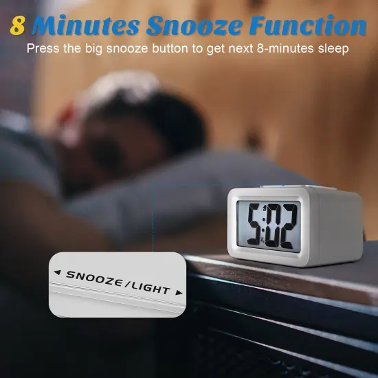 Electric Digital Alarm Clock with LED Large Display, Battery Powered, Backlight & Snooze Function - Lightweight Plastic Design (Requires 2x AA Batteries) {6}