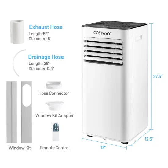 Costway Portable Air Conditioner 6000 BTU (10000 BTU ASHRAE) Evaporative Air Cooler Dehumidifier {3}