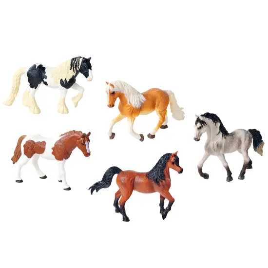 Simba Toys: Horse Set &ndash; 5 Detailed Pony Figurines, 6" Toy Animal Miniatures, Various Colors & Breeds, Collectible Figures, Nature World, Kids 3+ {1}