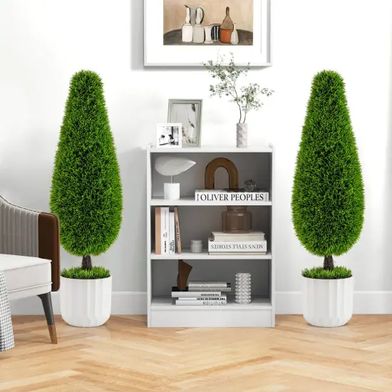 Costway 2 Pack Artificial Cedar Plant 3 FT Potted Teardrop Shaped Bush with Premium PE Leaves {4}