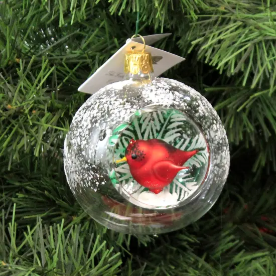 Golden Bell Collection 3.5 Inch Clear Ball With Cardinal Christmas Tree Ornament , Christmas Decor Christmas Ornament {3}