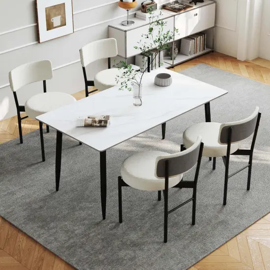 Costway Dining Chair Set of 2/4 with Curved Backrest Padded Seat & Metal Legs for Dining Room Gray/White {12}