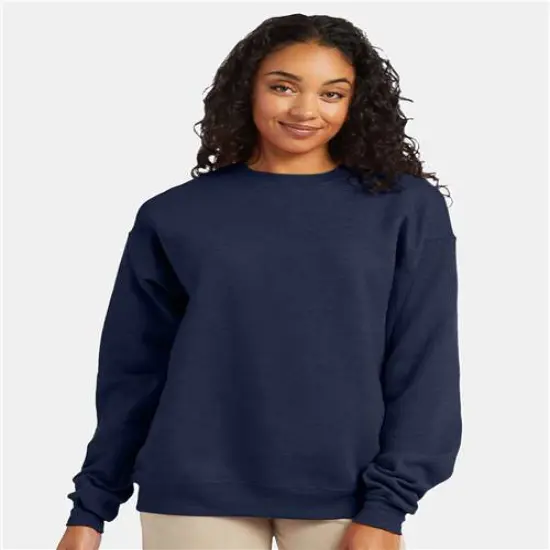 Hanes&reg; Ecosmart Crewneck Long Sleeve Sweatshirt Black {3}