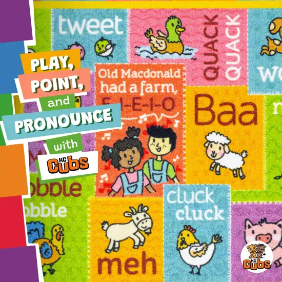 KC Cubs: Educational Rug: ABC Alphabet Animal Sounds - 8x10' Playmat - Interactive Letters Activity, Area Carpet, Bedroom-Classroom, Baby-Toddler-Kids {7}