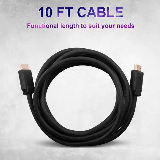 Insten - 2 Pack HDMI Male to Male Cable, 2.1 Version, 8K 60Hz, 48Gbps, PVC Cable, Gold Connectors, 10ft , Black {7}