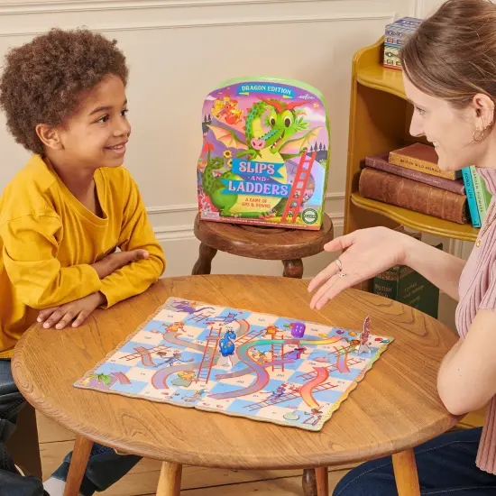 eeBoo: Slips & Ladders - Dragon Edition &ndash; A Classic Board Game Of Ups & Downs, Whimsical Fantasy Theme, Holographic Foil Accents, Kids 5+, 2-4 Players {5}