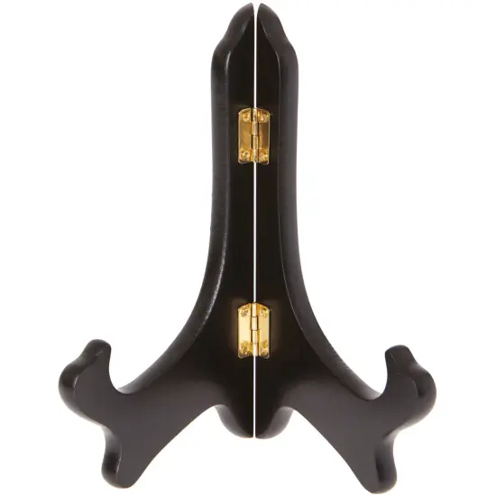 Bard's Hinged Black MDF Wood Plate Stand, 7" H x 6" W x 4.25" D (For 7" - 9" Plates) {1}