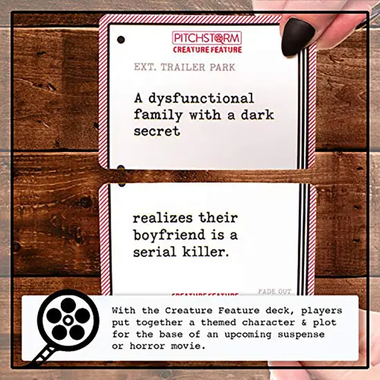 Creature Feature Deck - 100 Horror Movie Cards, Standalone Or Expansion, Movie Pitching Party Card Game {7}