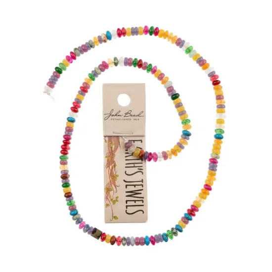 John Bead Earth&rsquo;s Jewels 15in 2x4mm Rondelle Natural Semi-Precious Stone Bead Strand Rainbow Mix {1}