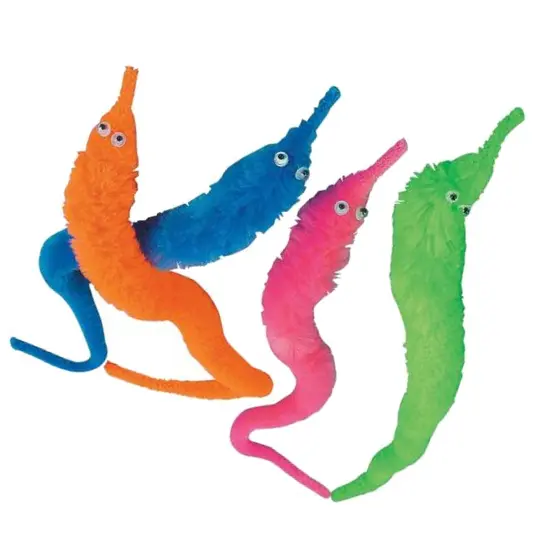 Worm on a String 8 1/2 Inches Long Fuzzy Worms {6}