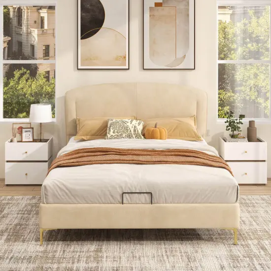 Costway 1/2 PCS 2-Drawer Nightstand Modern Bedside Table with Storag Raised Edge for Living Room {9}