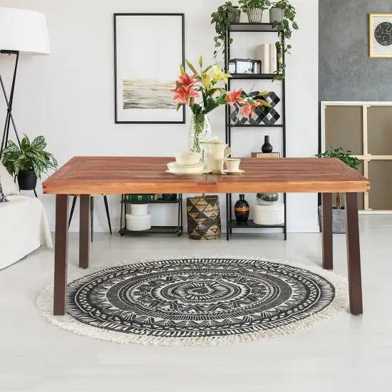 Costway Rectangular Acacia Wood Dining Table Rustic FurnitureIndoor &Outdoor {4}