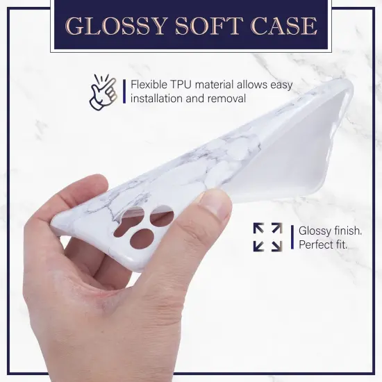 Glossy Marble Case For iPhone 11 Pro Max 6.5 inch (2019), Soft Flexible Slim TPU Rubber Smooth Cover Shockproof & Anti-Scratch, White Marble by Insten {2}