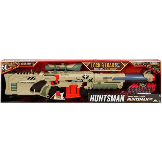 Lanard Huntsman: Huntsman 50 - Beige & Green, Toy Foam Dart Blaster, Shoots Up To 50', 12 Darts, Lock & Load Bolt Action, Indoor-Outdoor Play, Kids 6+ {6}