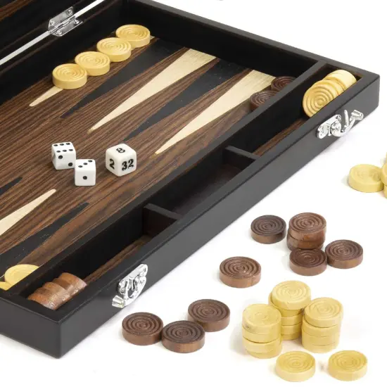 Merchant Ambassador Craftsman Deluxe Wood Backgammon Game Set {5}