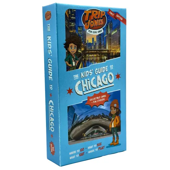 Trip Jones: The Kids' Guide to Chicago - Collectible Cards, Travel Spots to Play-Eat-See-Explore, Adventure & Learn, Storage Box, Stickers, Age 6+ {1}