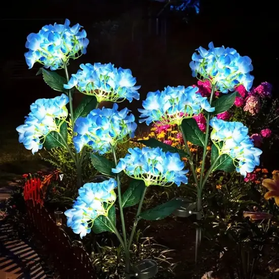 4 Pack Solar Garden Lights Realistic Hydrangea Garden Stake Lights, Solar Powered Flowers For Lawn Decoration, Backyard Decor, And Gift Giving {4}