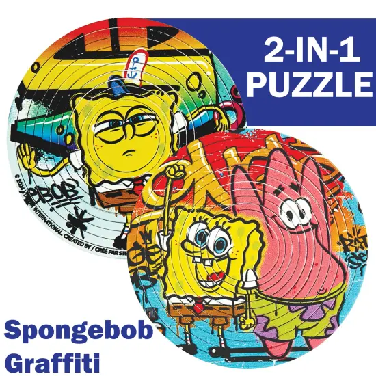 Spin Flip Puzzle: Spongebob Graffiti - 12 Rings - 2-In-1: Double-Sided Puzzle, Spin-Flip-Solve, 360 Degress Of Puzzling, Licensed, Adults & Kids 8+ {3}
