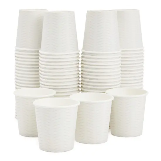 100 Pack 4 Oz Mini Disposable Paper Cups for Espresso, Mouthwash, Tea, Coffee - Plain White {1}