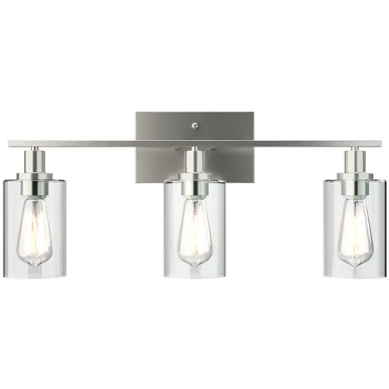 Costway 3-Light Wall Sconce Modern Bathroom Vanity Light Fixtures w/ Clear Glass Shade {1}