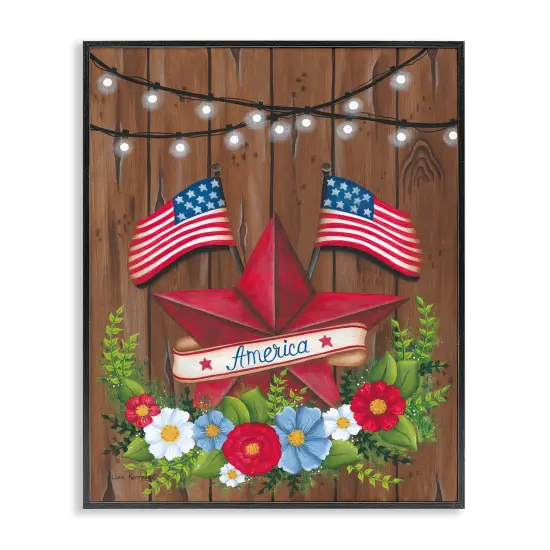 Stupell Industries Americana Country Garland Framed Giclee Wall Art Design by Lisa Larson {1}