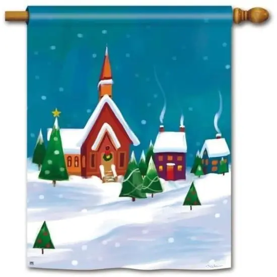 Winter Village Banner 2 Sided House Flag {1}