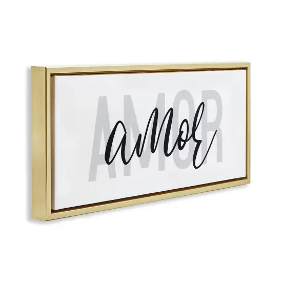 Stupell Industries Amor con Dise&ntilde;o Minimalista Framed Floater Canvas Wall Art Gold Floater Frame {3}