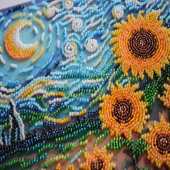 Bead embroidery kit - Sunflowers in night's embrace {2}