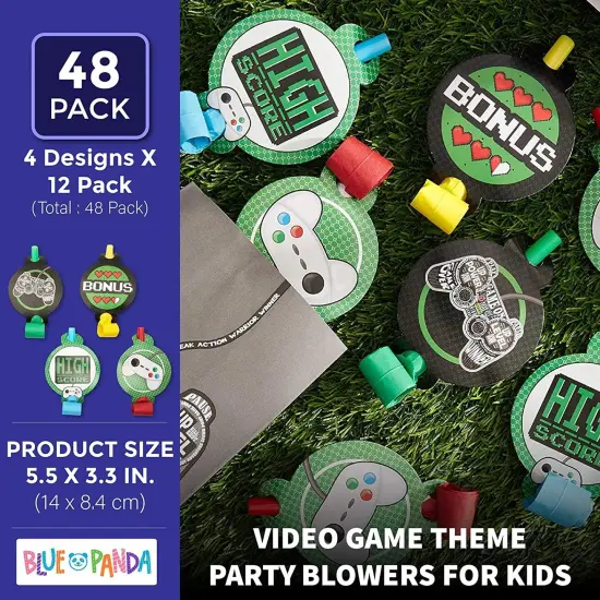 Video Game Birthday Party Favors, Musical Blow Outs (48 Pack) Multicolor {2}