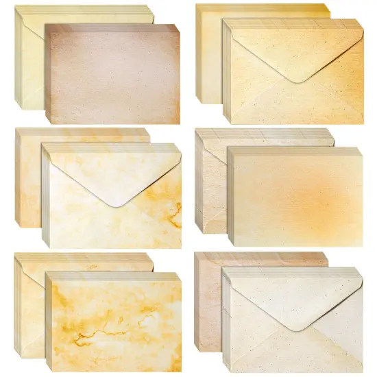 60 Pack Blank Cards and Envelopes 5x7 In - Vintage Style Stationery for Card Making, Party Invitations, Announcements, Scrapbooking (6 Designs) Brown {1}