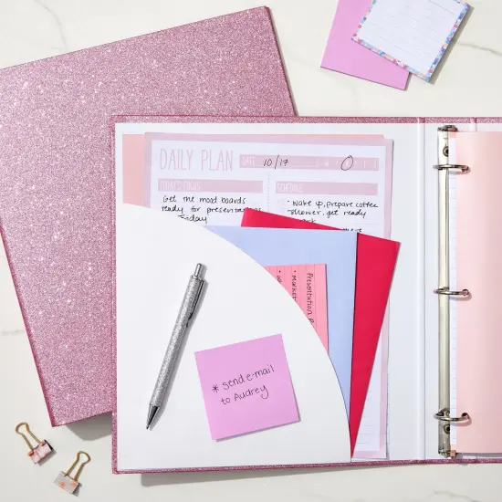 Paper Junkie 2 Pack Sparkly Pink 3 Ring Binder with 2 Inch Rings, Glitter File Folder Pockets for Office Supplies, Planner, Portfolio 350 Sheet Capacity (11 x 12 in) {2}