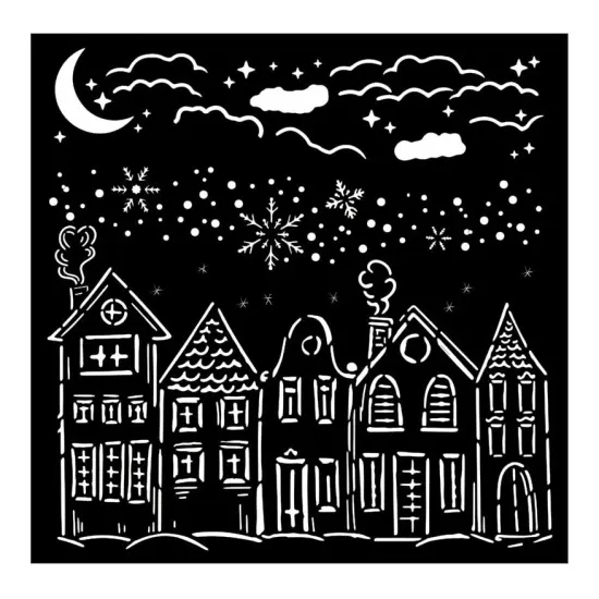 Stamperia Stencil 7"X7"-Classic Christmas Houses {3}