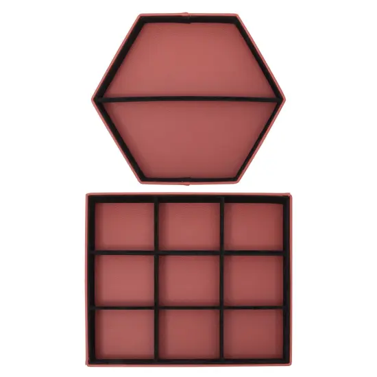 Set of 2 Faux Leather Valet Tray for Men, Customizable Catch All Trays for Keys, Wallet, Watch, Nightstand Drawer Organizer, Key Tray for Entryway Table (2 Shapes, Red) {7}