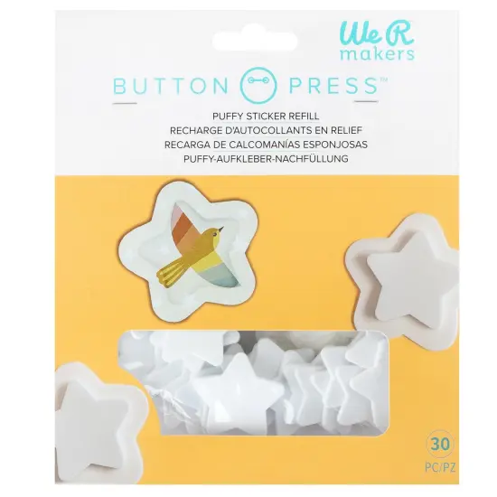 We R Button Press Puffy Sticker Refill-Star, Makes 15 {1}