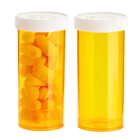 50 Pack Empty Pill Bottles with Caps for Prescription Medication, 8-Dram Plastic Medicine Containers (Orange) {7}