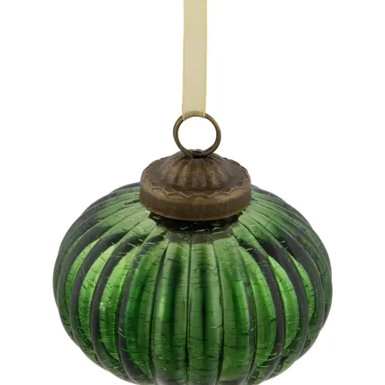 Northlight 3" Green Crackle Glass Onion Christmas Ornament {6}