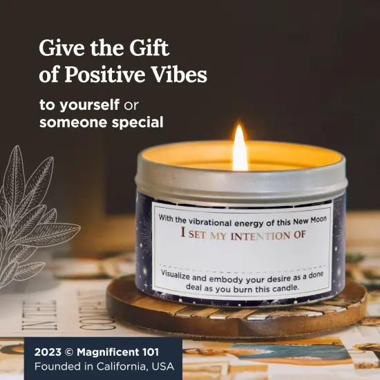 Magnificent 101 Long Lasting New Moon Aromatherapy Tin Candle | 6 Oz - 35 Hour Burn | Made of Natural Soy Wax for House Energy Cleansing, Momentum & Manifestation Multicolor {6}
