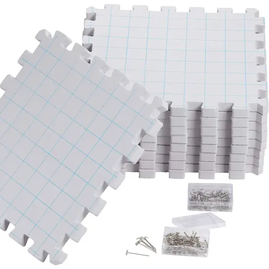Extra Thick Blocking Mats for Knitting & Crochet 9 Pack with 200 T Pins and Storage Bag (12.5 In) Blue {5}
