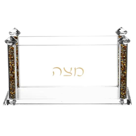 Crystal Square Matzah Box with Decorative Gemstones Clear {4}