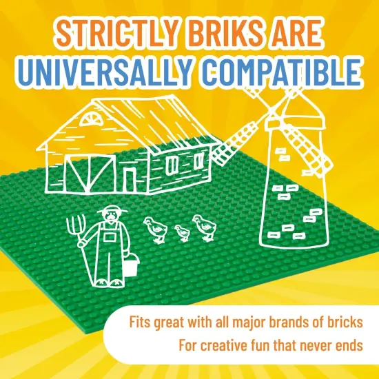 Strictly Briks Large Classic Stackable Baseplates, For Building Bricks, Bases for Tables, Mats, and More, 100% Compatible with All Major Brands, Green, 1 Piece, 10x10 Inches, Ages 3-14 {4}