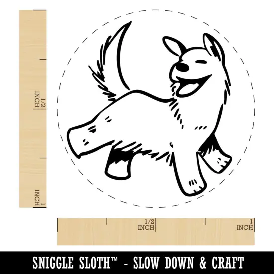Happy Shaggy Dog Running Smile Rubber Stamp for Stamping Crafting Planners {1}