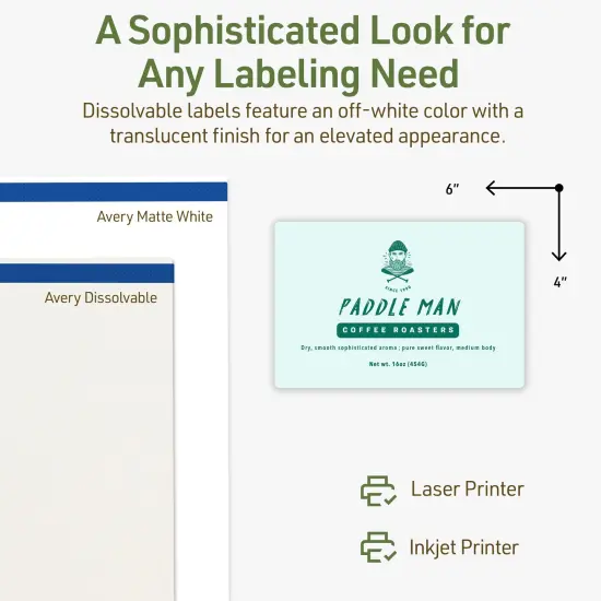 Avery Dissolvable Labels, 4" x 6" Rectangle {10}