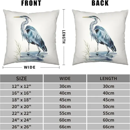 Watercolor Heron Pillow Covers Pelican Throw Pillow Covers 18x18 Set of 2 Summer Bird Pattern Double Sided Printing Pillow Case for Farmhouse Patio Living Room, Cotton Linen {4}