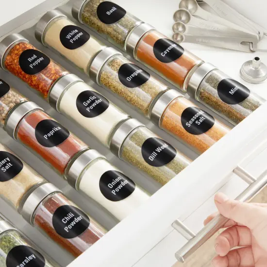 Talented Kitchen 144 Round Spice Label Stickers - Preprinted Chalkboard Seasoning Labels for Spice Jar Lids and Herbs Containers (White Print on Black Backing, 1.5 In) {2}