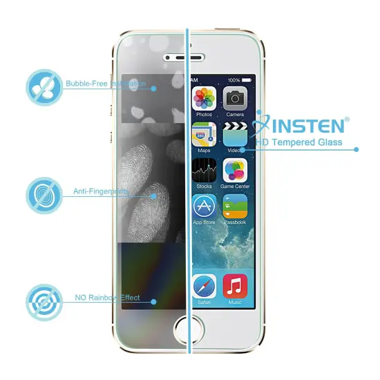 Insten Tempered Glass Screen Protector LCD Guard for iPhone SE 2016 5 5S 5C (NOT for iPhone SE 2020) Red {3}